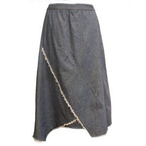 Y2K Denim Asymmetrical Distressed Midi Skirt